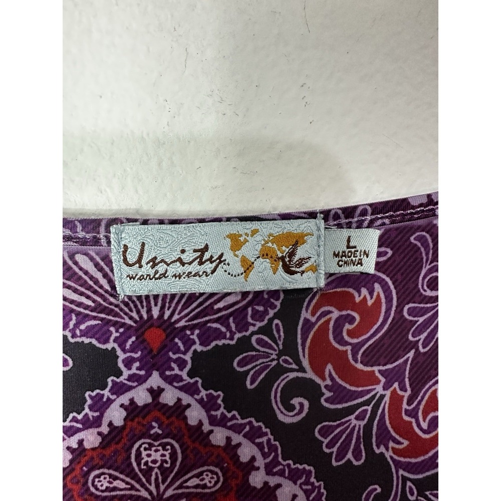 Unity World Wear Dress Embroidered Boho Festival Purple Paisley Floral Womens L - Picture 2 of 9